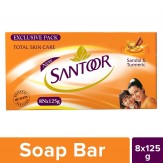Santoor Sandal and Turmeric Soap, 125g (Pack of 8)