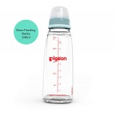 Pigeon Glass Feeding 240ml Bottle with Add Nipple, Large, Pale Blue