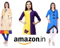 9Fab Women's Straight Kurtas Flat 70% off from Rs. 219 at Amazon