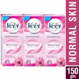 Veet Silk and Fresh Hair Removal Cream - 50 g (Normal Skin, Buy 2 Get 1 Free)