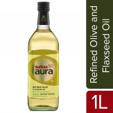 Saffola Aura Refined Olive & Flaxseed Oil, 1 L