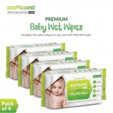 BodyGuard Premium Paraben Free Baby Wet Wipes with Aloe Vera - 288 Wipes (Pack of 4)