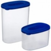 Amazon Brand - Solimo Set of 2 Kitchen Storage Containers (1650ml, 950ml), Blue