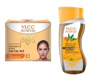 VLCC Chandan Kesar Facial Kit and Ayurveda Shampoo Combo