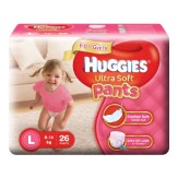 Huggies Ultra Soft Pants Large Size Premium Diapers for Girls (26 Counts)