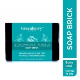 Greenberry Organics Detox Charcoal and Tea Tree Oil Soap Brick, 150g