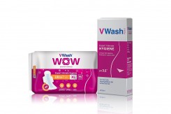 VWash Plus 200ml & Wow Ultra Thin Sanitary Napkin - 16 Pieces (Extra Large) Combi Pack