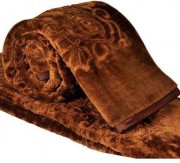 SRS Plastic Floral Double Bed Blanket (Brown, King Size)
