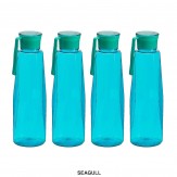 Steelo Seagul Plastic Water Bottle, 1 Litre, Set of 4, Turkish Blue