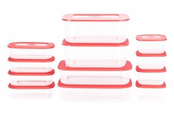 All Time Basic Plastic Container Set, 12-Pieces, Red
