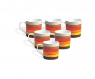 Clay Craft Director Hilton 391 Bone China Coffee Mug Set, 220ml/6.6cm, Set of 6, Multicolour