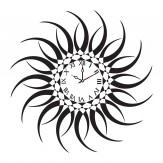 Syga Sun Design PVC Vinyl Wall Clock (35 cm x 17 cm x 5 cm, Black)