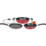 Tosaa Super Deluxe Induction Base Non-Stick Kitchen Set with Glass Lid, 3-Pieces