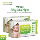 BodyGuard Premium Paraben Free Baby Wet Wipes with Aloe Vera - 144 Wipes (Pack of 2)