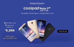 Coolpad Note 3 Lite Mobile Rs. 6549 (HDFC Debit Cards) or Rs. 6849 at Amazon