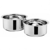 Amazon Brand - Solimo Stainless Steel 2-Piece Tope Set Without Lid