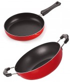 Nirlon Non-Stick Aluminium Cookware Set, 2-Pieces, Red (2.6mm_FP11_KD10)