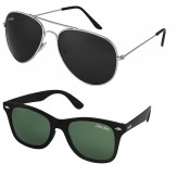 Silver Kartz UV Protected Unisex Sunglasses Combo (cm127, 55, Black)