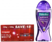 Palmolive Aroma Absolute Relax Shower Gel - 250ml with Colgate Visible White Dazzling White Toothpaste, Sparkling Mint - 200gm