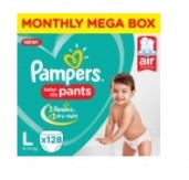 Pampers New Large Size Diapers Pants Monthly Box Pack, 128 Count