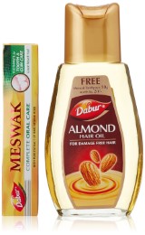 Dabur Almond Hair Oil, 200ml with Free Dabur Meswak Toothpaste, 50g Rs. 86 at Amazon