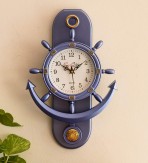 eCraftIndia Plastic Decorative Retro Pendulum Wall Clock (12 cm x 1 cm x 15 cm, Dark Purple)