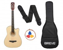 Breve BRE-38C-BK Acoustic Guitar with Bag (Natural)