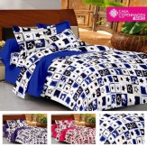 Casa Basics - Ezy Collection 144 TC Purple & White Box Cotton Double Bedsheet With 2 Pillow Covers