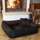 Petitude Square Shape Reversable Dual (Brown-Black) Color Ultra Soft Ethenic Designer Velvet Bed for Dog & Cat(Export Quality)-Small
