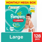 Pampers New Diapers Pants Monthly Box Pack, Large (Pack of 128)