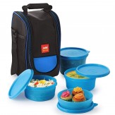Cello Max Fresh Super Polypropylene Lunch Box Set, 225ml, 4-Pieces, Blue