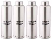 Nirlon Stainless Steel Water Bottle Set, 1 Litre, Set of 4, Silver (F_Bottle 4PC 1000ML)