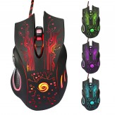 Gaming Mouse, Pictek USB Wired Mouse 3200DPI 6 Button Optical Sensor Gaming Mouse, 7 Color LED