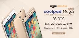 Coolpad Mega 2.5D Rs. 6649 (HDFC Cards) or Rs. 6999 at Amazon
