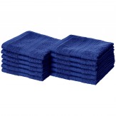 AmazonBasics Fade-Resistant Cotton Face Towel - Pack of 12, Navy Blue