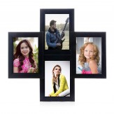 WENS 4-Picture MDF Photo Frame (16 inch x 16 inch, Black, WSF-4067)