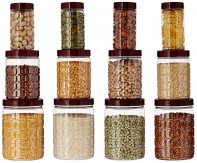 Amazon Brand - Solimo Checkered Airtight Jar Set of 12