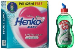 Henko Front Load Powder Detergent - 2 kg with Free Pril - 425 ml