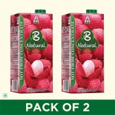 [Apply Coupon] B Natural Litchi Juice 1L, (Pack of 2)