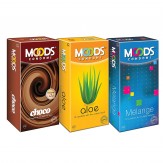 Moods Condoms Combo (Choco - 12 Count, Aloe - 12 Count, Melange - 12 Count)