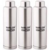 Nirlon Stainless Steel Water Bottle Set, 1 Litre, Set of 3, Silver