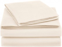 AmazonBasics Essential Cotton Blend Single Size Beige 225 Thread Count Bedsheet Set, (Includes 1 Bedsheet, 1 Fitted Sheet with Elastic, 1 Pillow Cover)