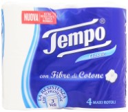 Tempo Toilet Tissue Cotton Touch 3-Ply - 4 Rolls (White) Rs. 199 at Amazon.in