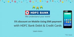Amazon Mobile EMI Offer - 5% instant discount on HDFC Credit/Debit Card EMI on Rs 5000