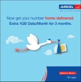 FREE AIRCEL Sim at Your Doorstep + Extra 1GB Data Per Month for 3 Month