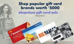 Popular Brand Gift Cards upto 30% off + 3% Cashback at Shopclues