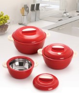 Cello Red Elegant Casseroles Set (3 pcs) Rs.449 at Snapdeal