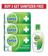 Dettol Original Soap (pack of 3) & Sanitizer FREE