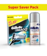 Gillette Mach3 Super Saver pack 8 cartridges with Free Gel 70g at Snapdeal