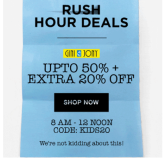 Rush Hour Deals- GINI & JONY Kids Clothing upto 50% off + Extra 20% Off  at Jabong